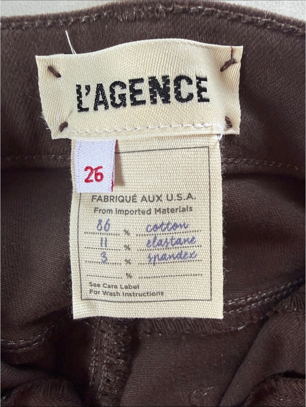 L’AGENCE Kendra Coated High Waist Crop Flare Jeans Chocolate Brown Size 23 - Picture 4 of 8